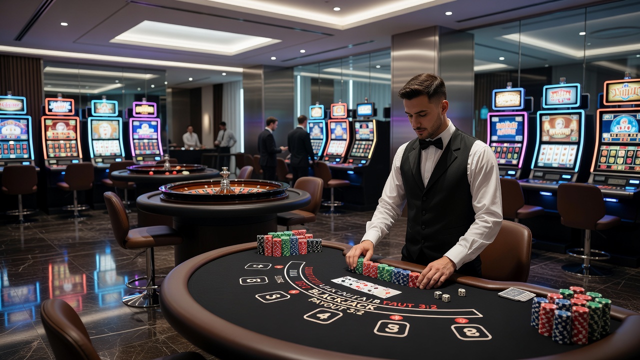 Players engaged with digital casino interfaces on mobile devices in a lounge setting