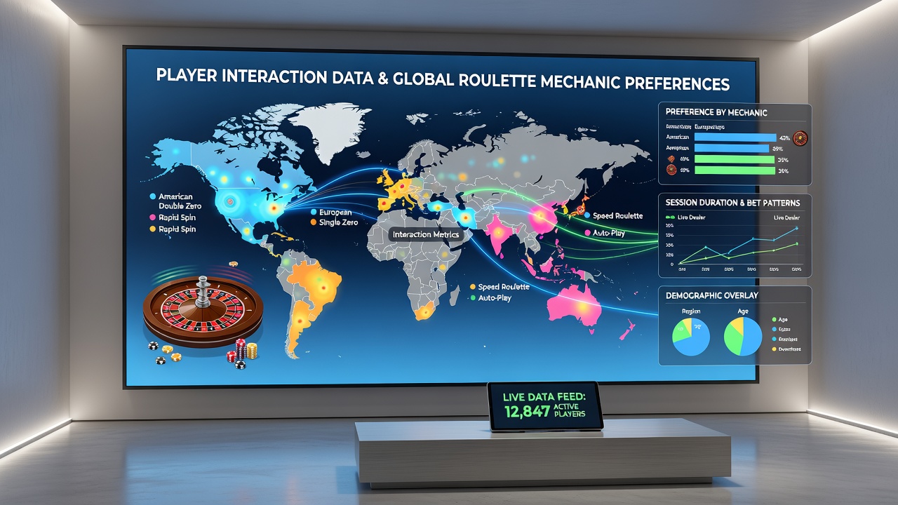 Heatmap visualization of roulette bet placements and session flow across global digital casino users