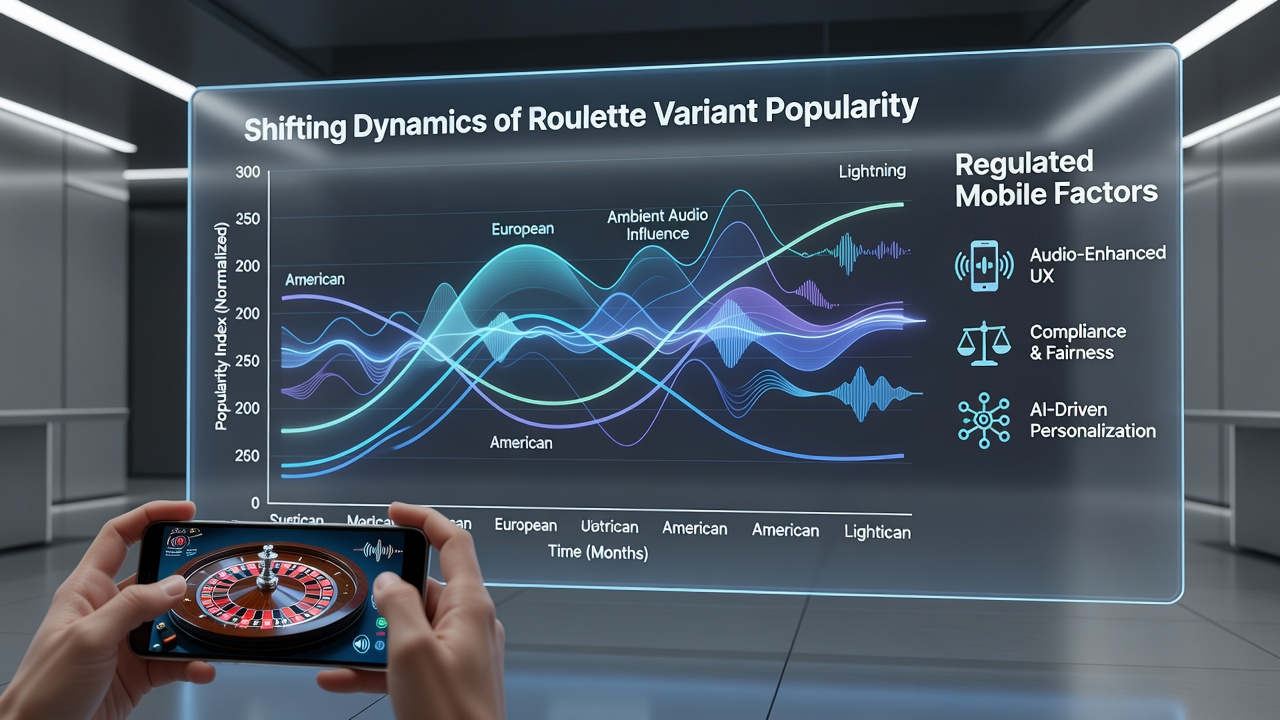 Analysis dashboard showing roulette variant popularity metrics influenced by audio settings in mobile apps