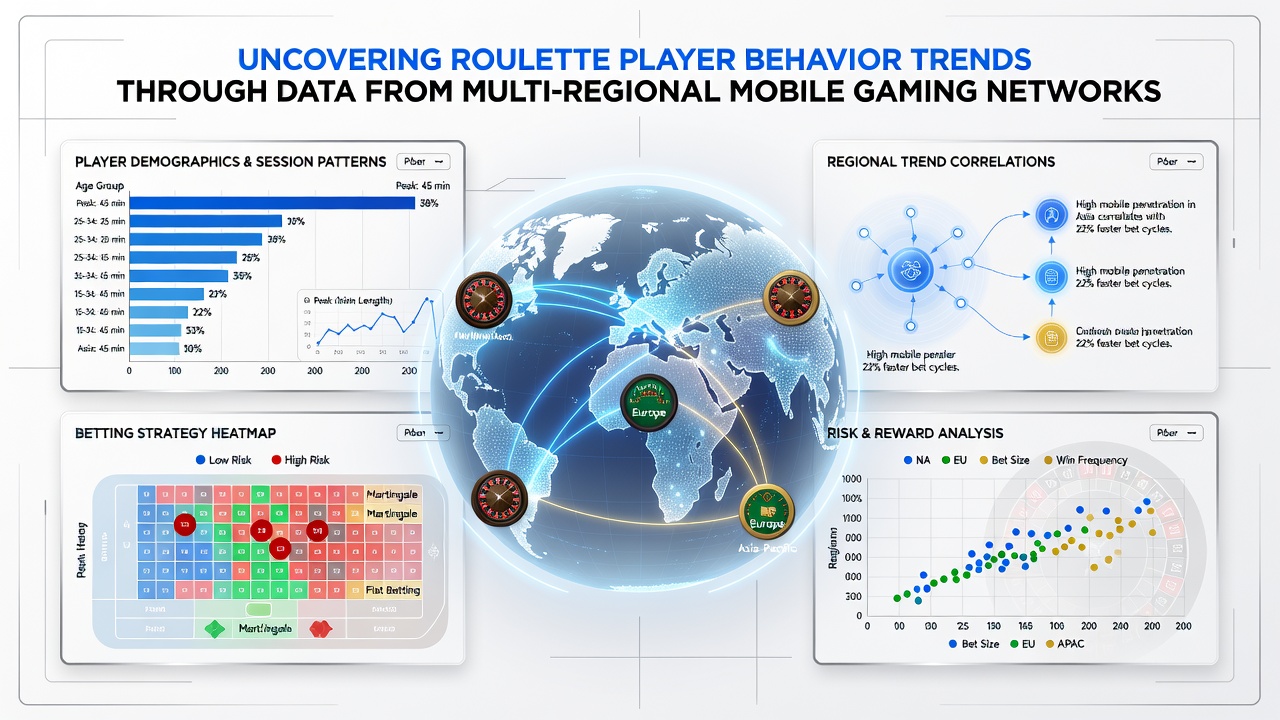Charts displaying regional differences in roulette variant selection from mobile gaming data
